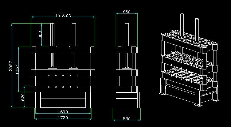 चार-स्तंभ हायड्रॉलिक प्रेस मशीन 100T कोल्ड एक्सट्रूजन प्रेस